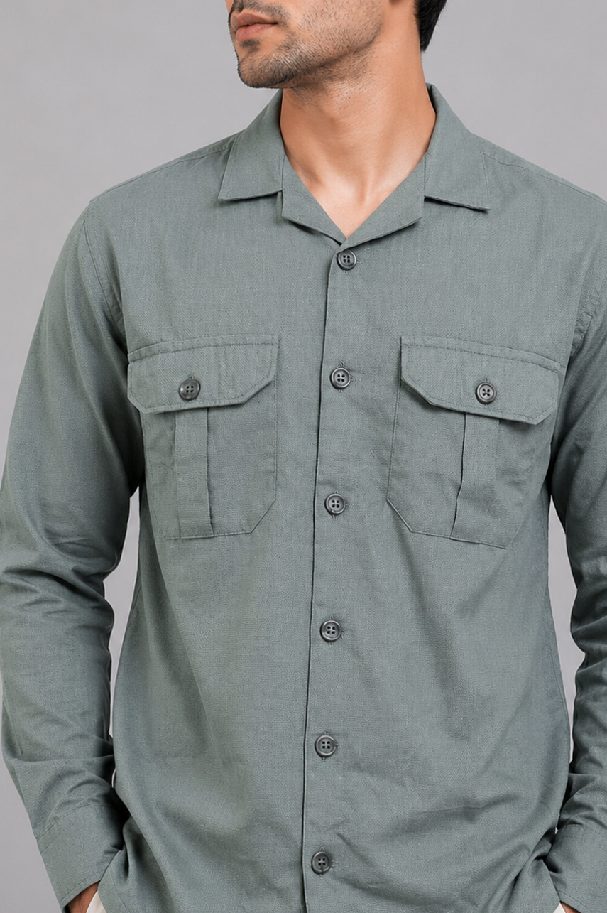 Sage Utility Cuban Shirt