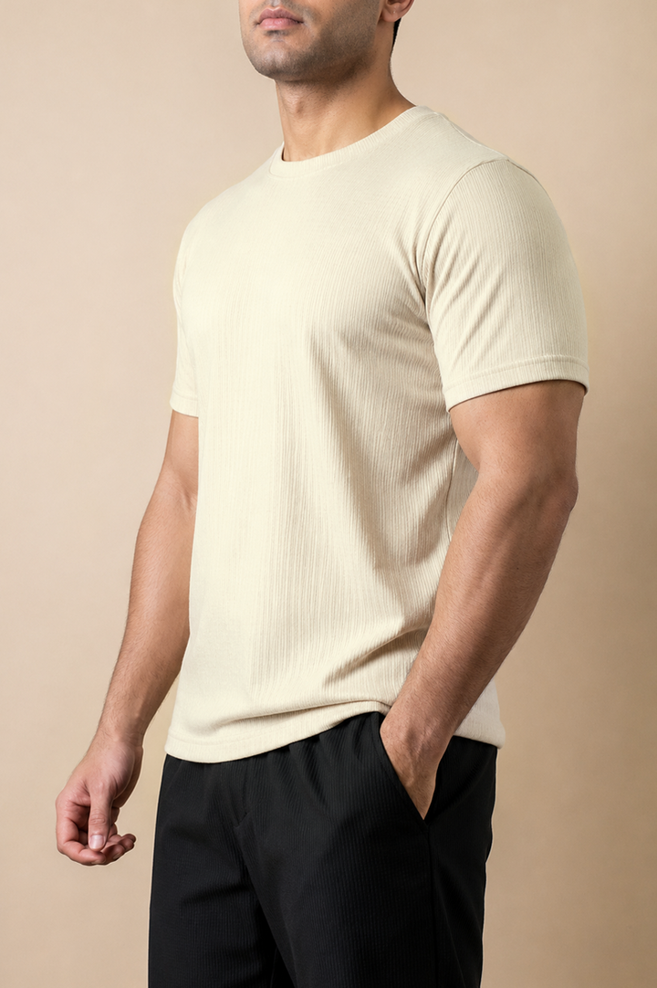 Ivory Ribbed Essential Tee