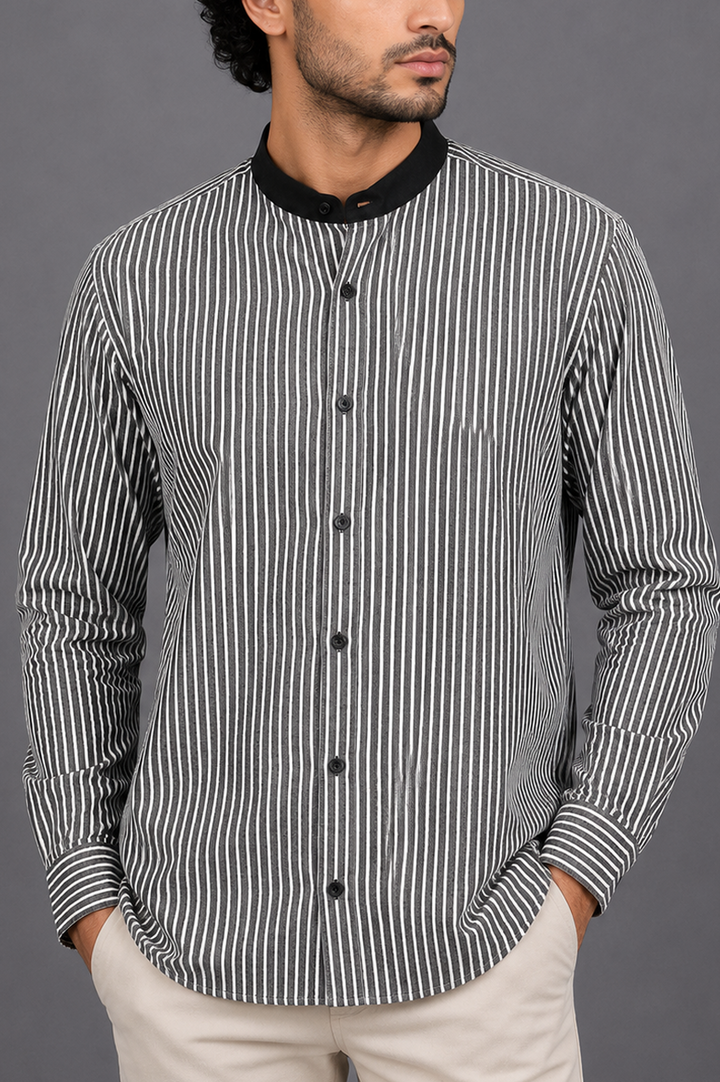 Contrast Ban Stripe Shirt