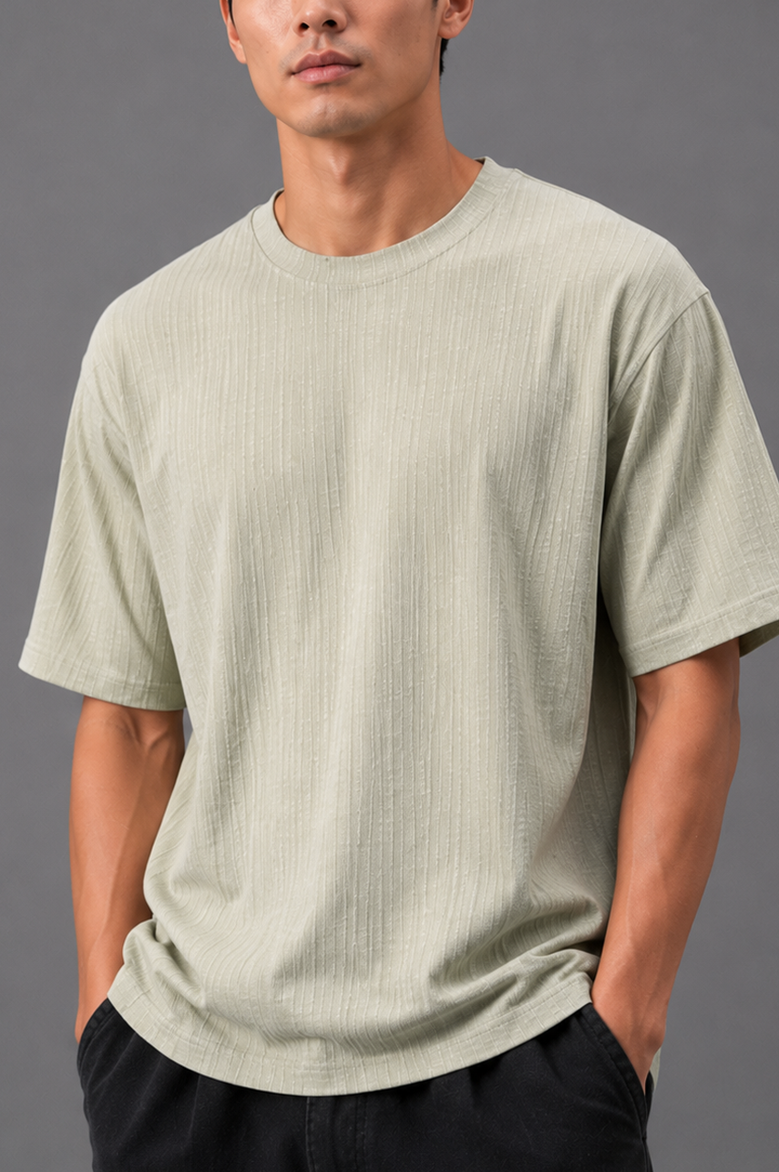 Sage Ribbed Relaxed Tee