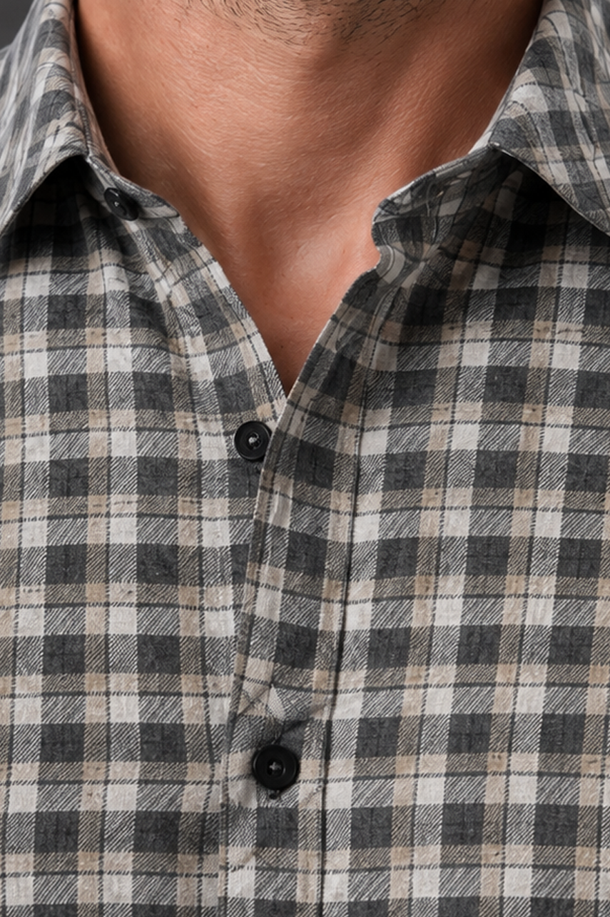 Heritage Taupe Check Semi Formal Shirt