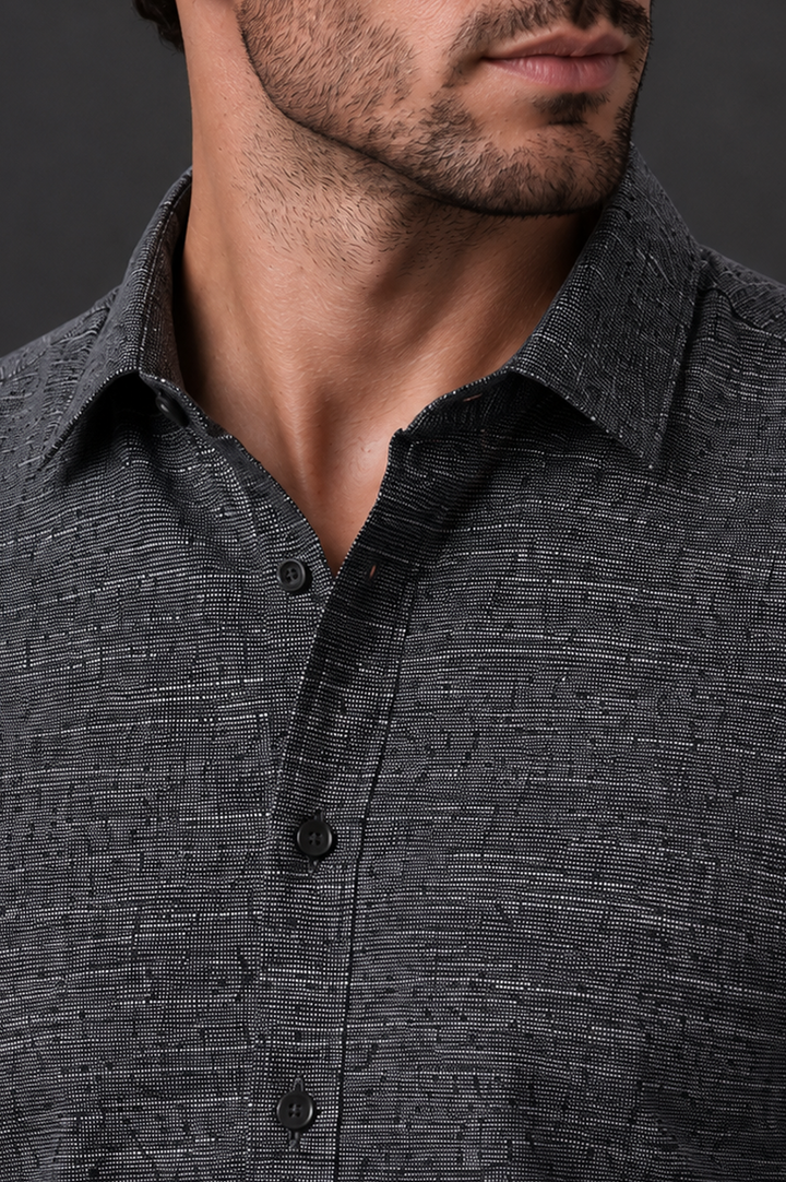 Shadow Weaved Textured Semi Formal Shirt