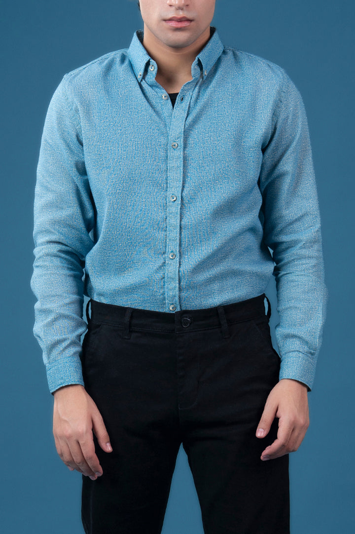 Sky Blue Melange Flannel Shirt