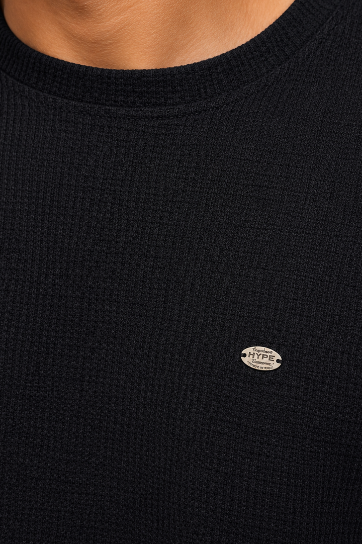 Black Textured Essential Tee
