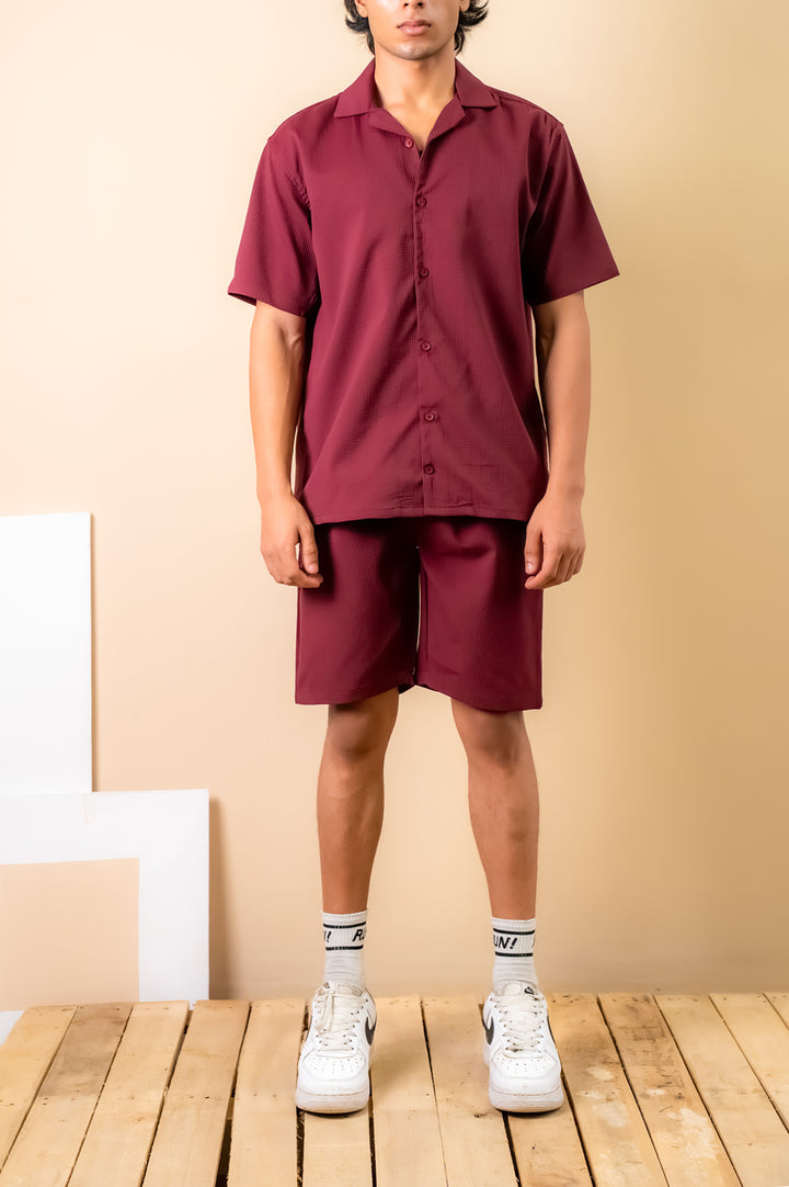 Burgundy Textured Resort Shirt