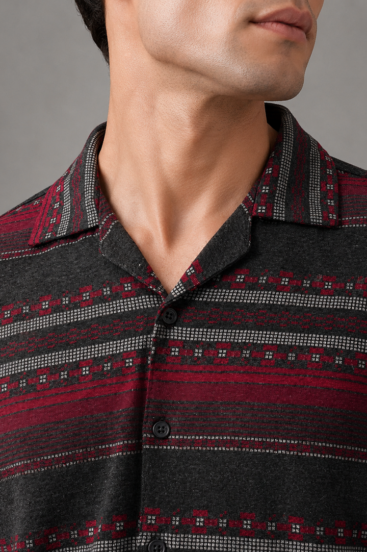 Burgundy Horizon Cuban Shirt