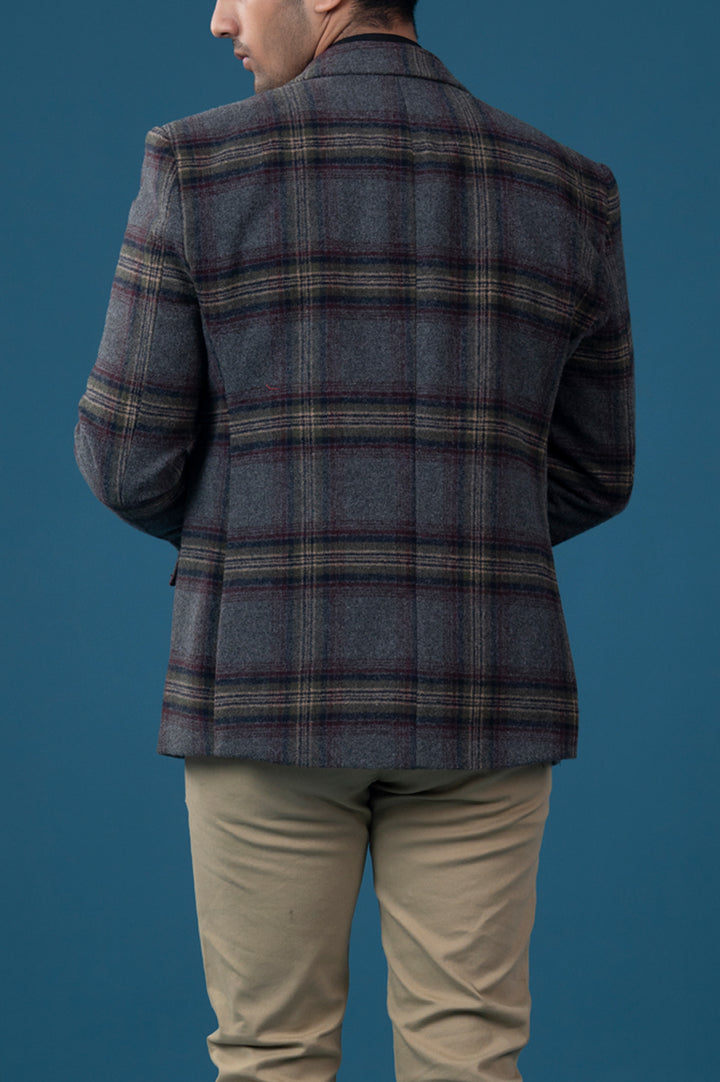 Heavy Wool Outerwear Checkered Blazer