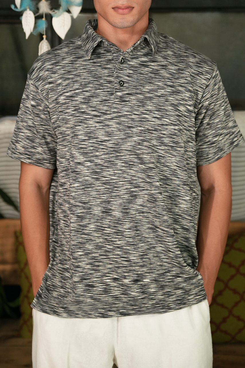 Melange Button Polo