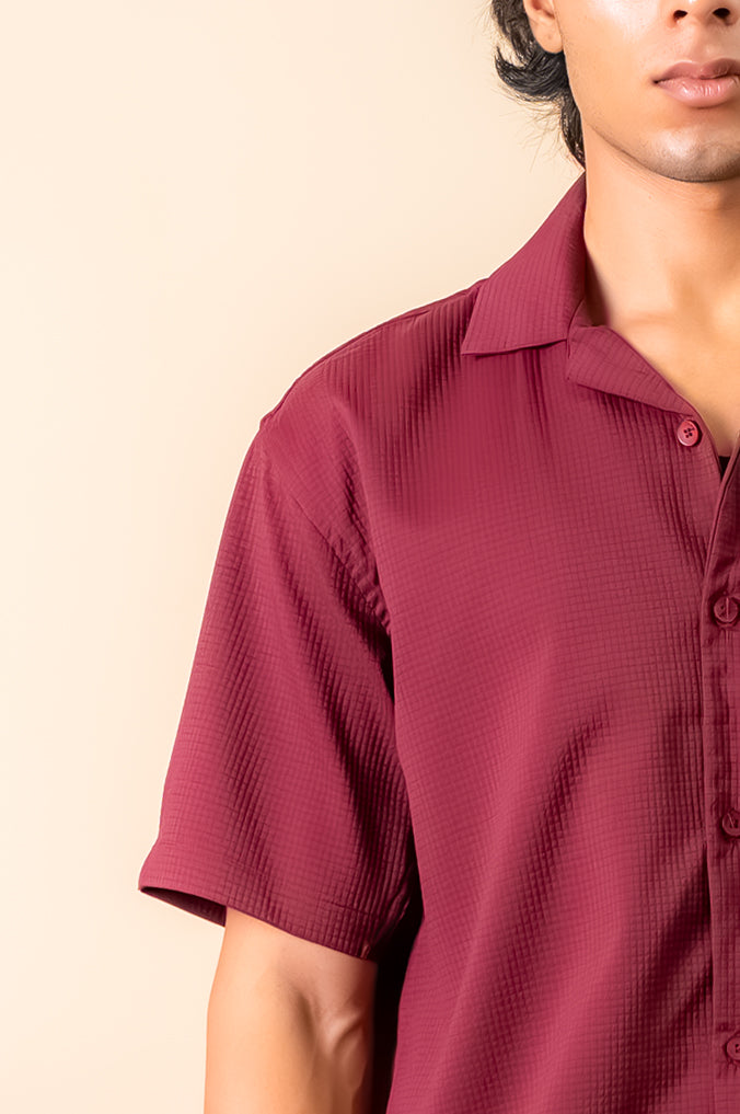 Burgundy Textured Resort Shirt