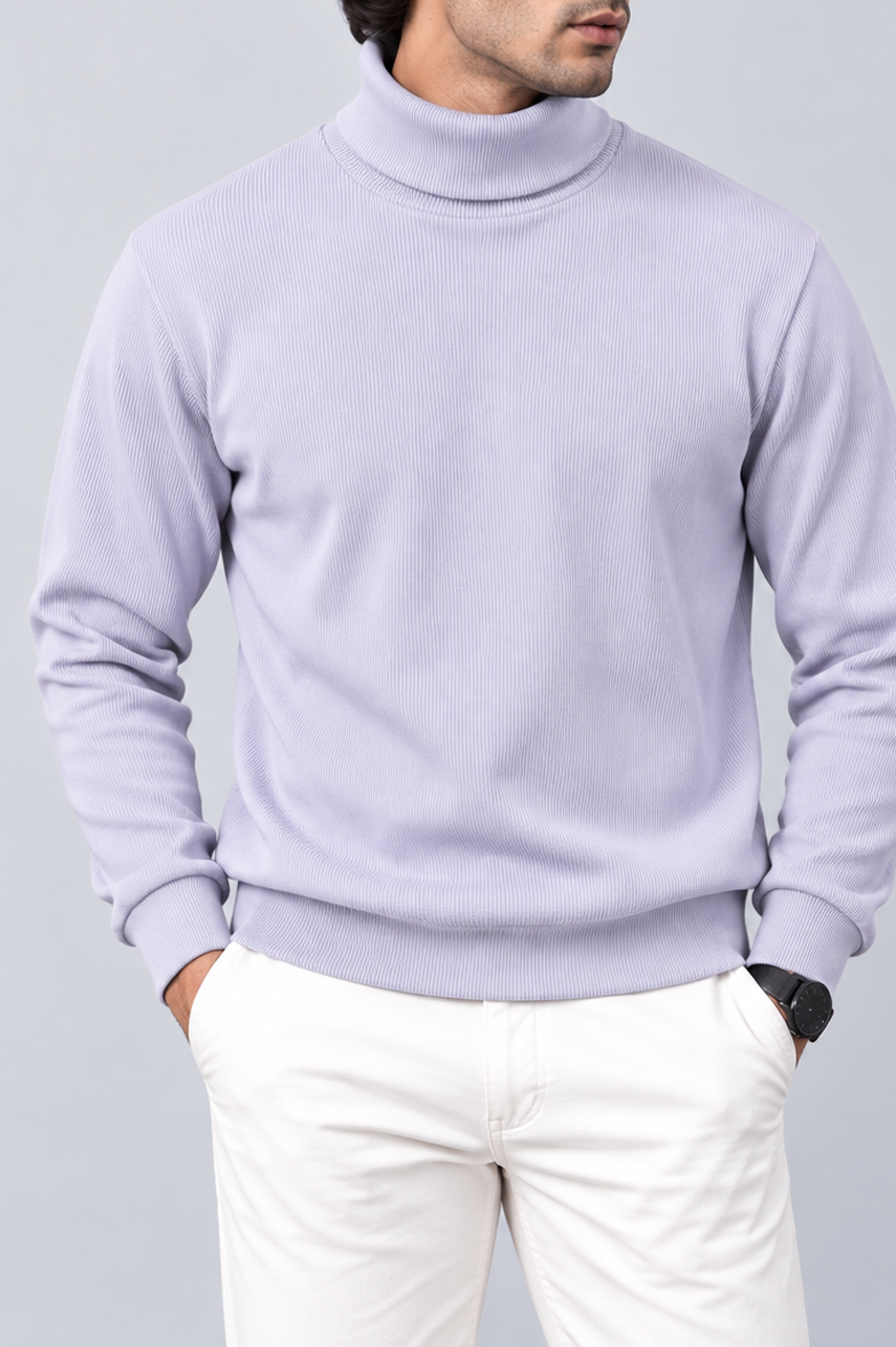 Lavender Haze Ribbed Turtle-Neck