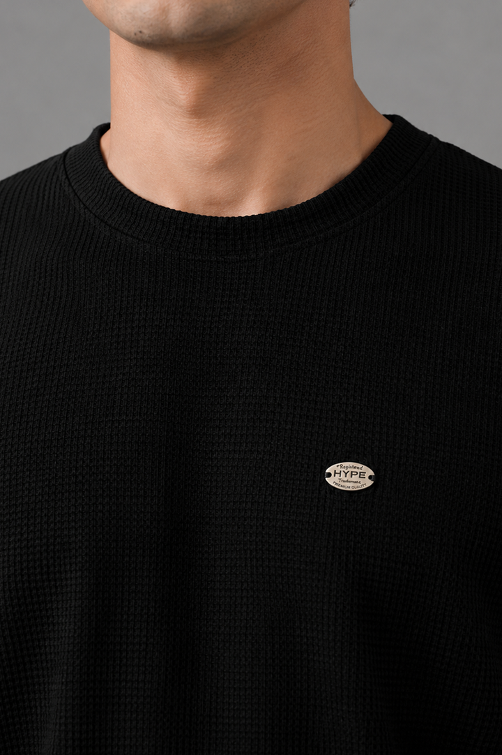 Black Waffle Co-Ord Tee