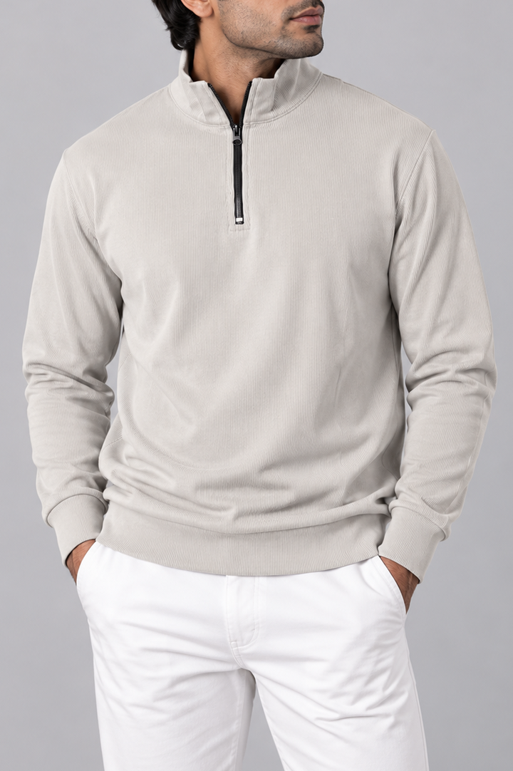 Light Gray Ribbed Mock Neck