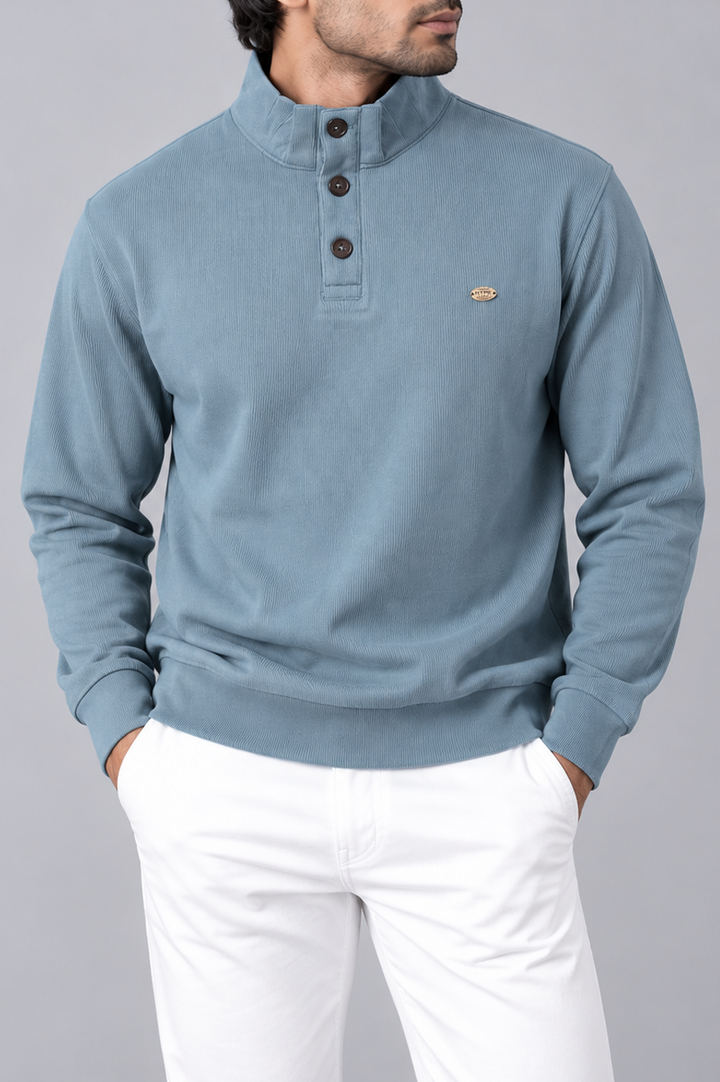 Blue Mock Neck
