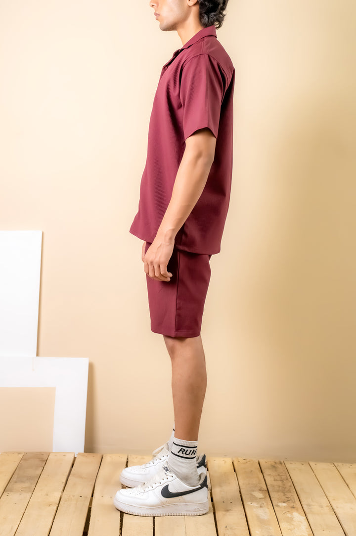 Burgundy Textured Resort Shirt
