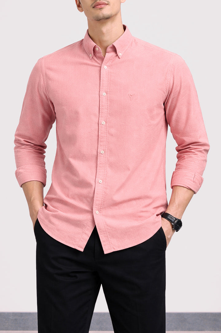 Daily Wear Linen Logo Embroidered Shirt 002365-RED