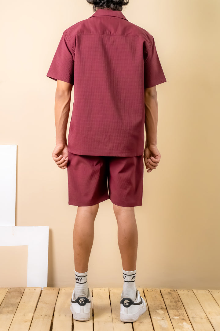 Burgundy Textured Resort Shirt