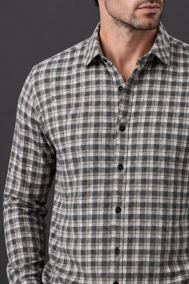 Heritage Taupe Check Semi Formal Shirt