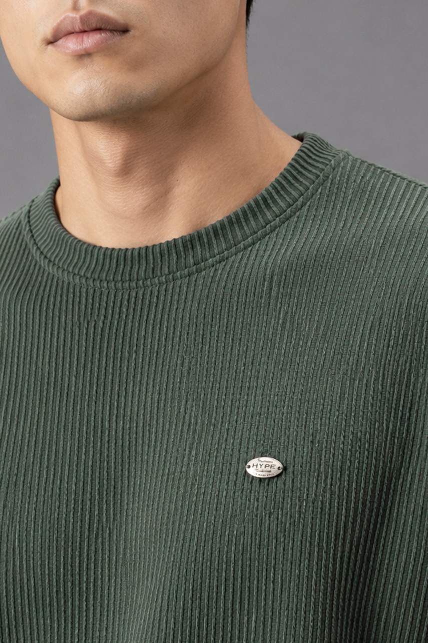 Forest Green Oversized Textured Tee