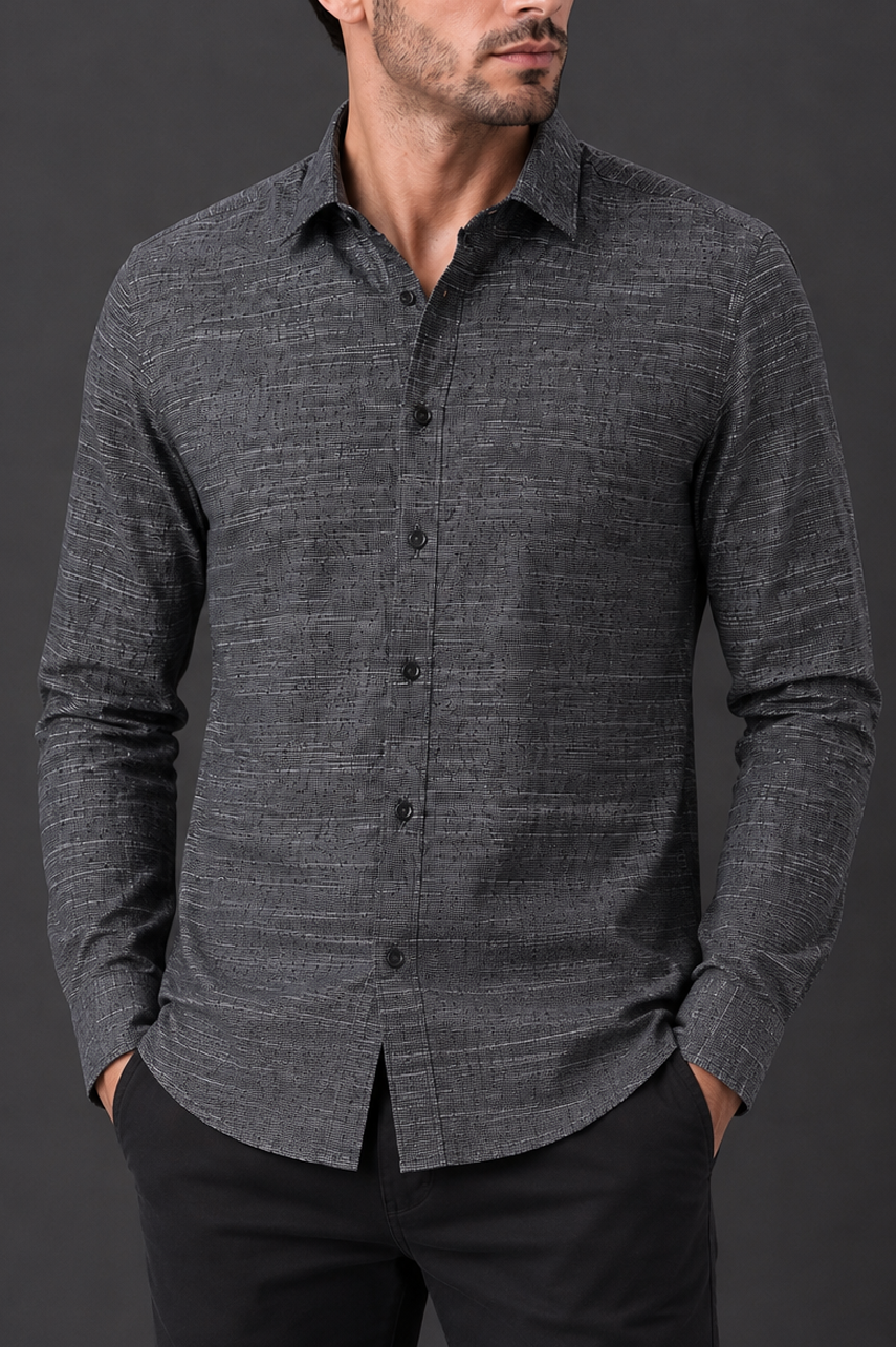 Shadow Weaved Textured Semi Formal Shirt