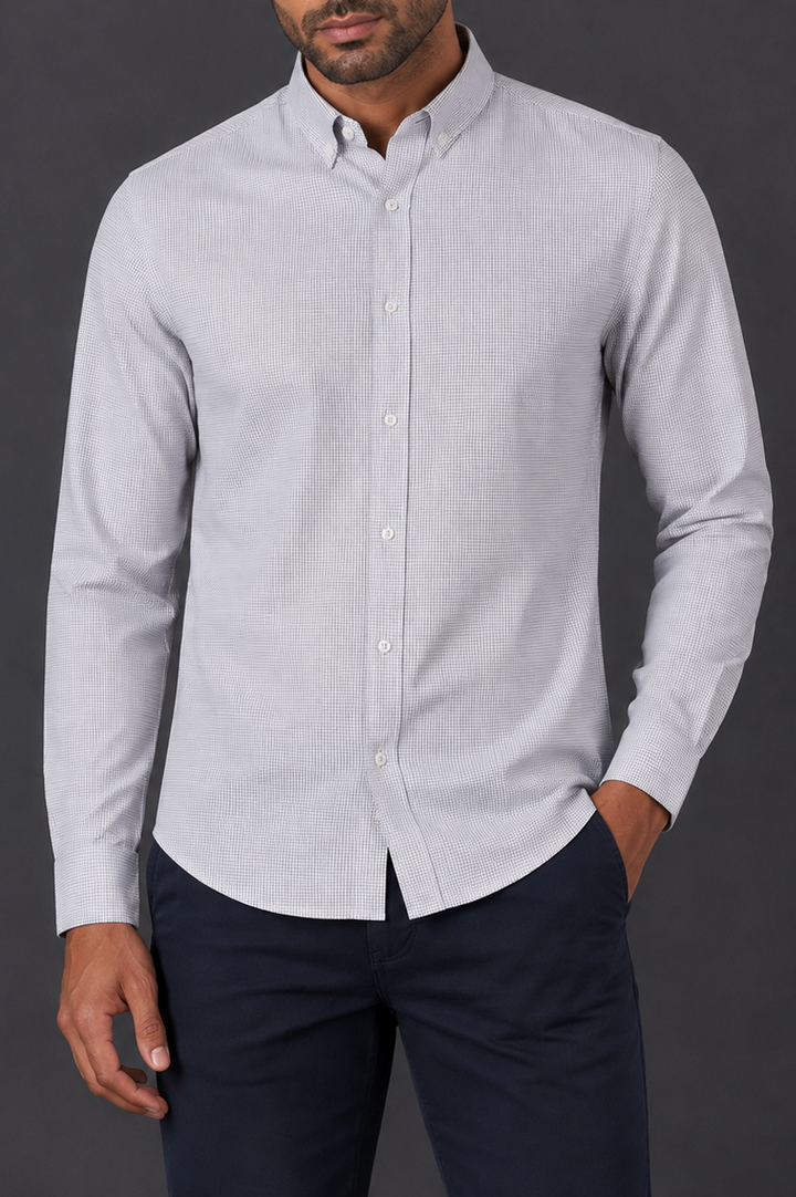 Micro Check Button-Down Shirt