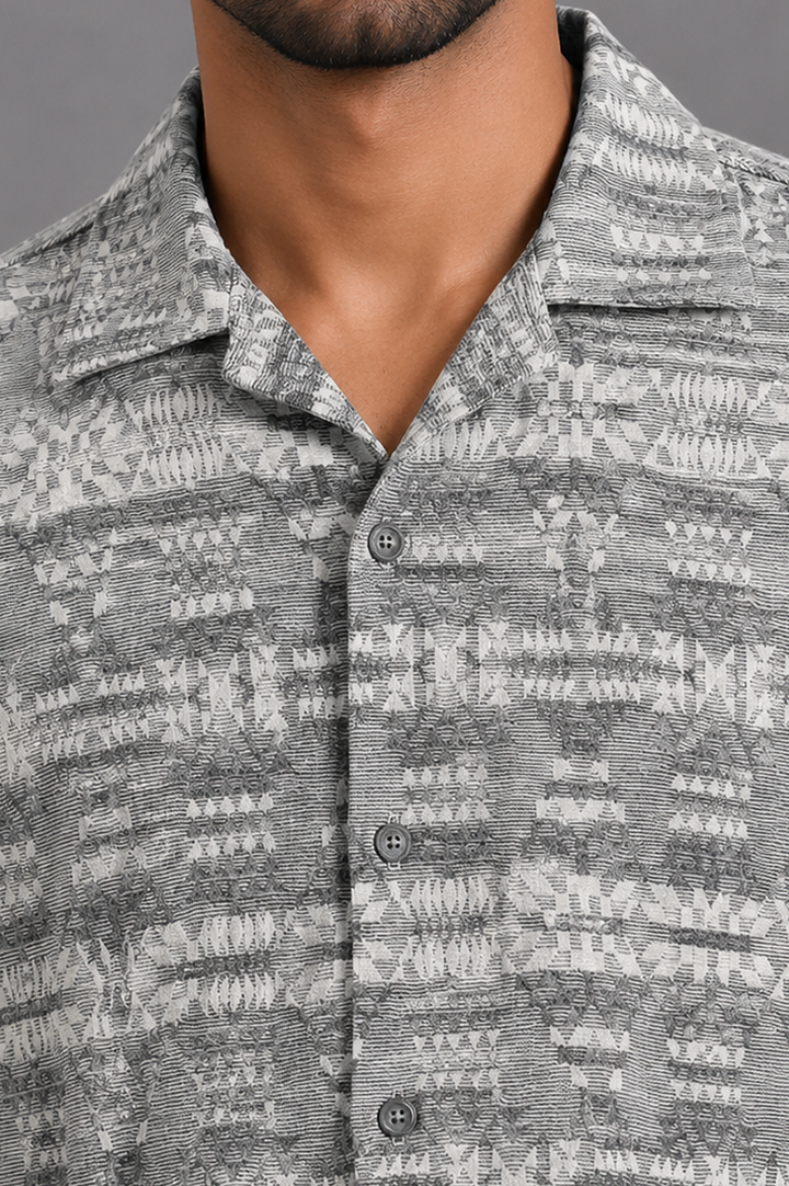 Grey Jacquard Resort Shirt