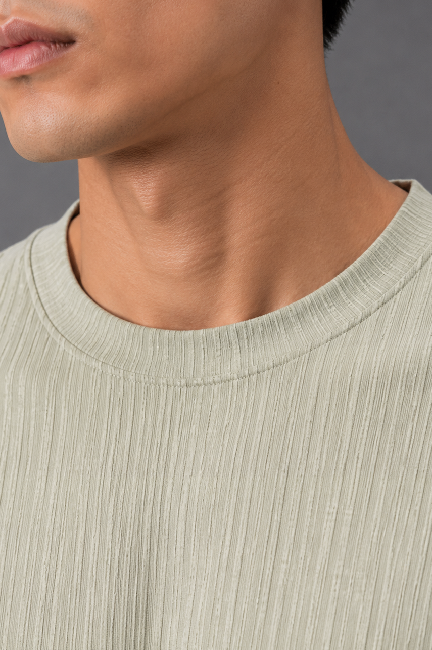 Sage Ribbed Relaxed Tee