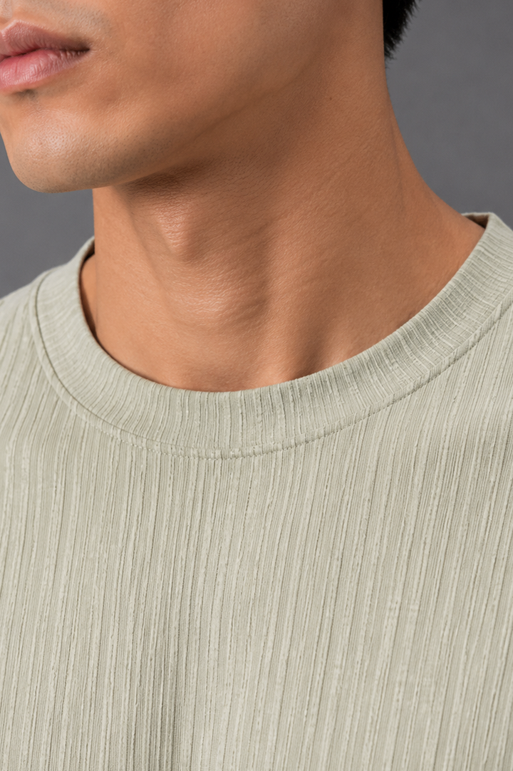 Sage Ribbed Relaxed Tee