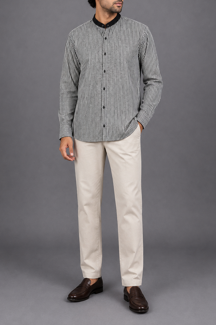 Contrast Ban Stripe Shirt