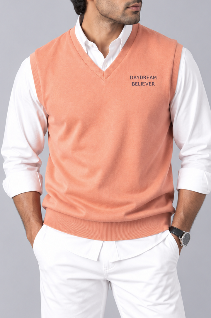 Coral Drift Ribbed Sweater