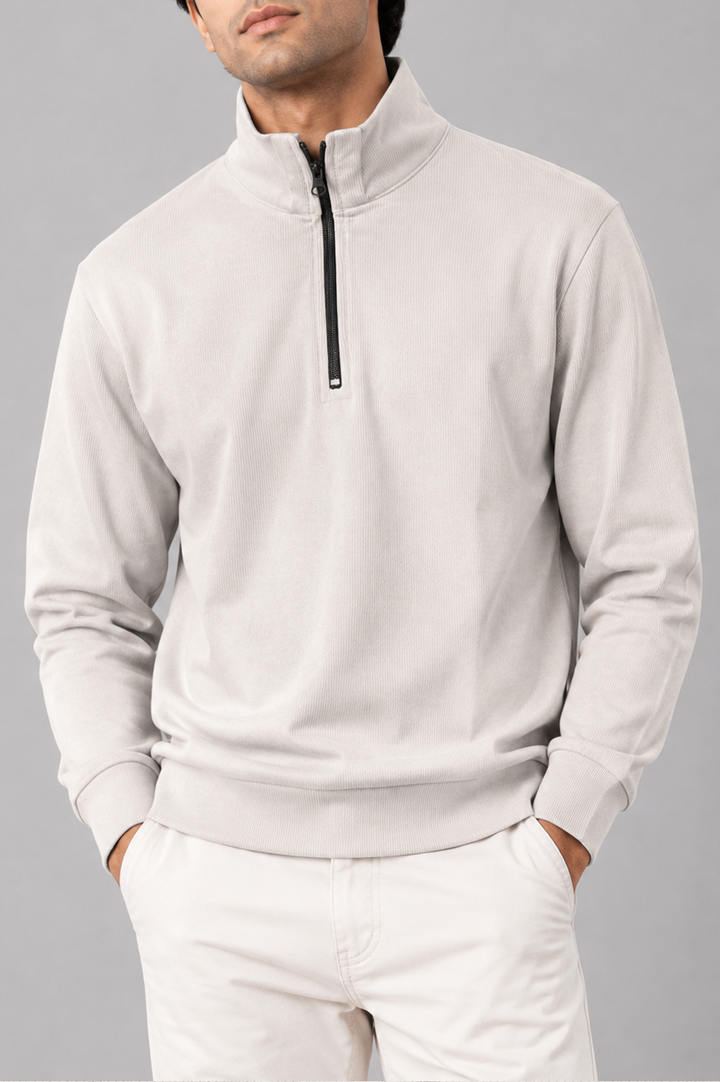 Essential Half-Zip Ribbed Mock Neck