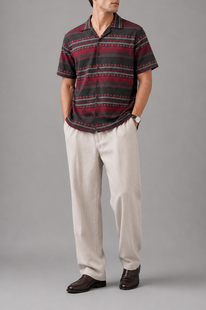 Burgundy Horizon Cuban Shirt
