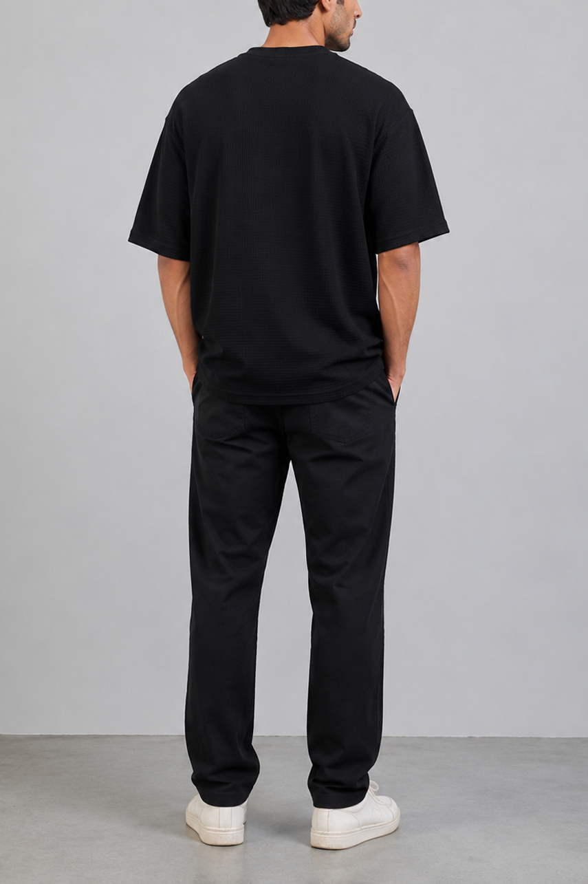 Black Textured Essential Tee