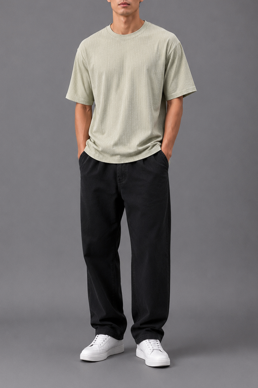 Sage Ribbed Relaxed Tee