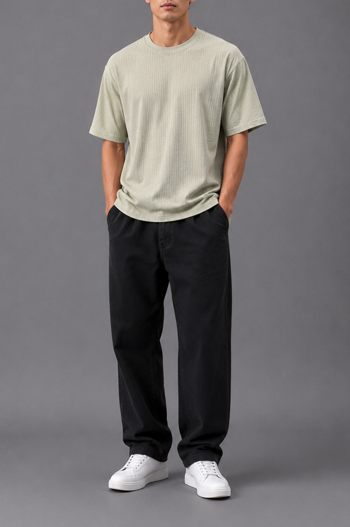 Sage Ribbed Relaxed Tee