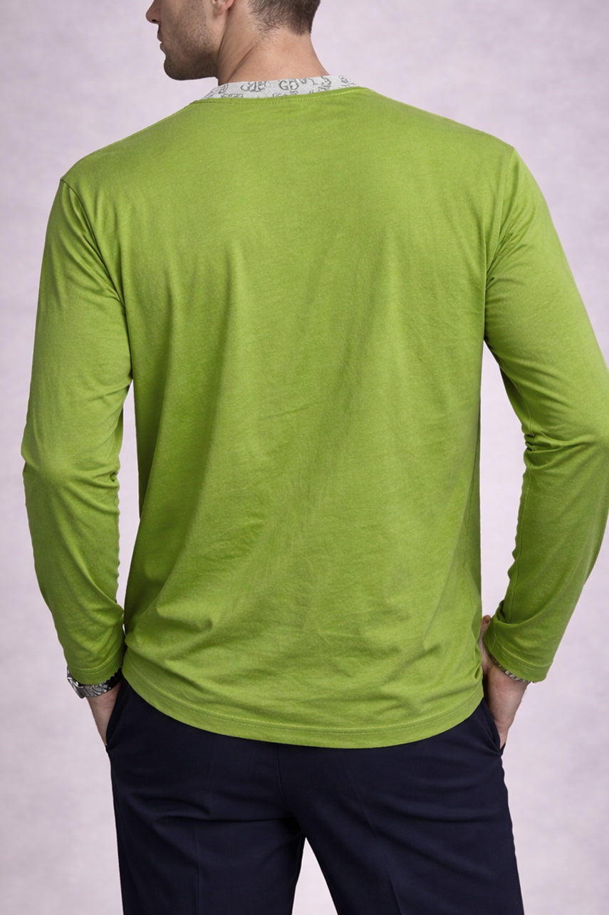 Men Olive Soft Cotton Graphic 002548-LHG