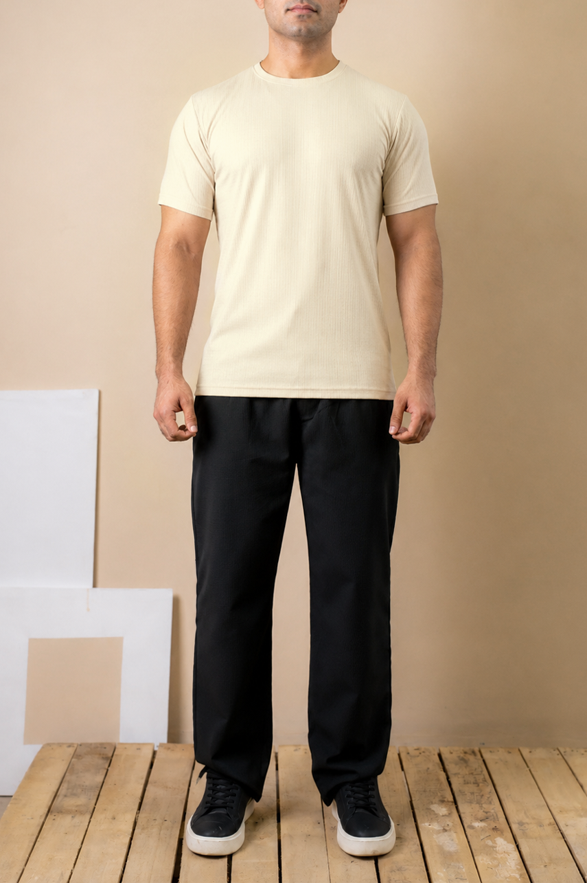 Ivory Ribbed Essential Tee