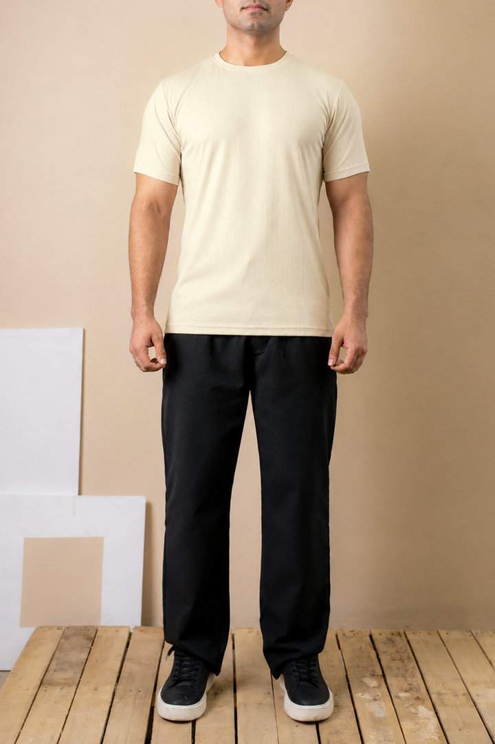 Ivory Ribbed Essential Tee