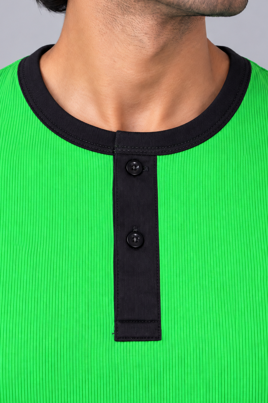 Contrast Stitch Rib Henley