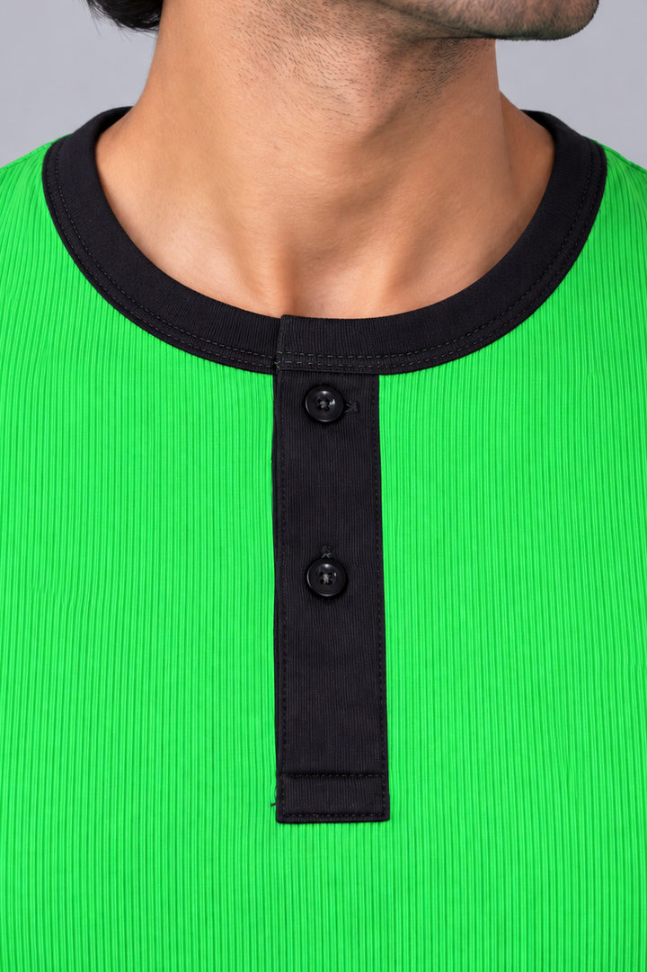 Contrast Stitch Rib Henley