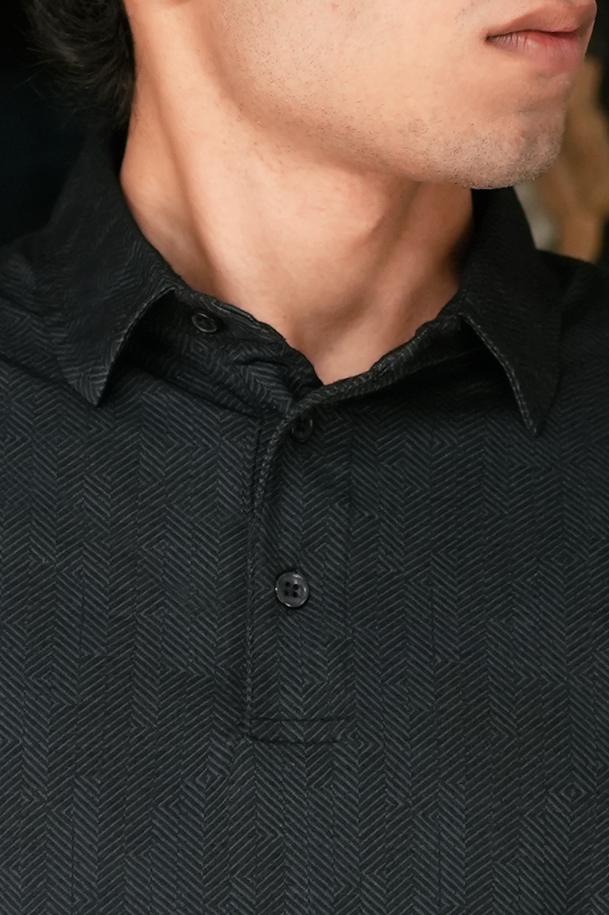 Geometric Button Polo