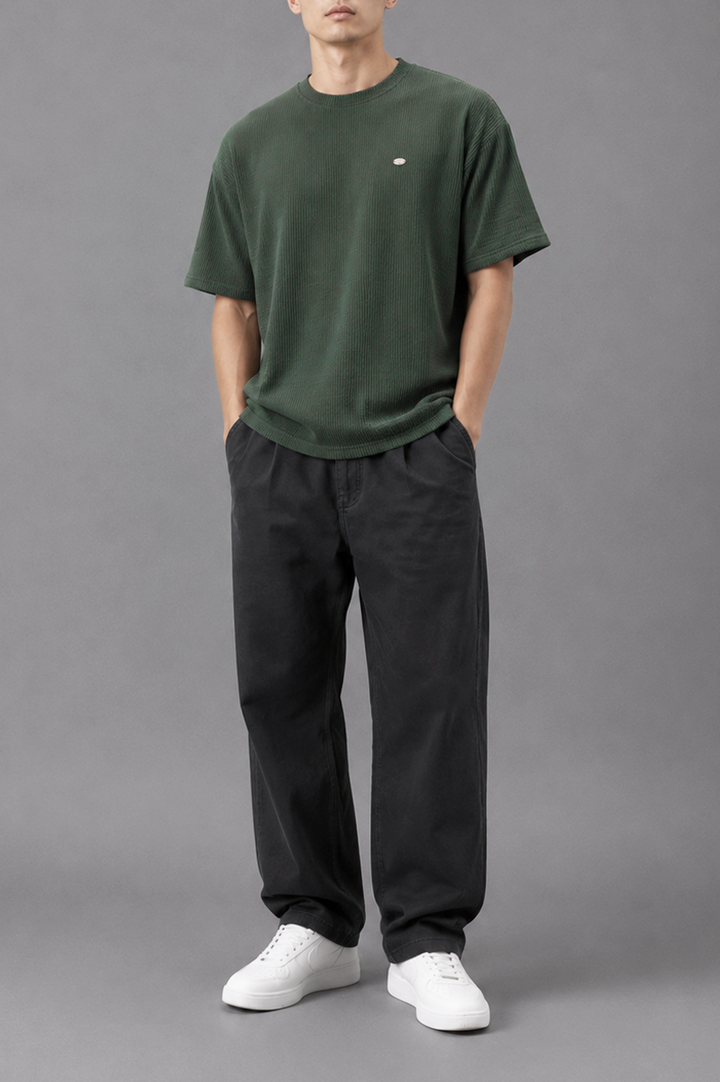 Forest Green Oversized Textured Tee