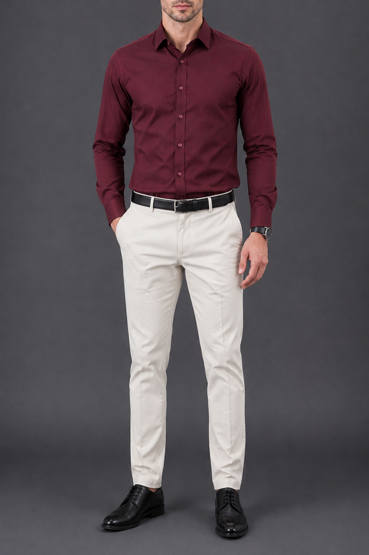 Self Textured Semi Formal Shirt