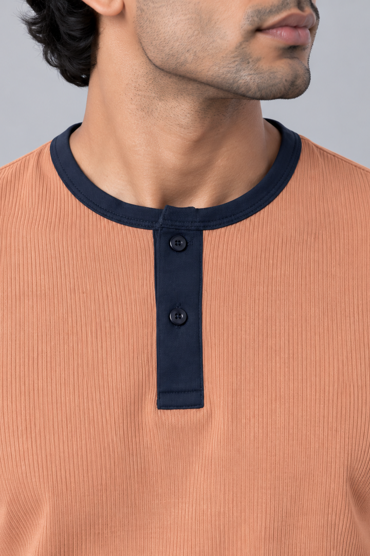 Contrast Raglan Rib Henley