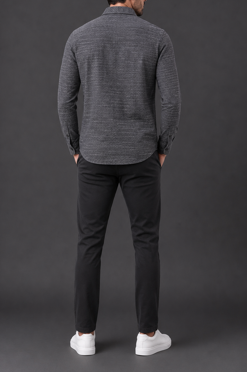 Shadow Weaved Textured Semi Formal Shirt