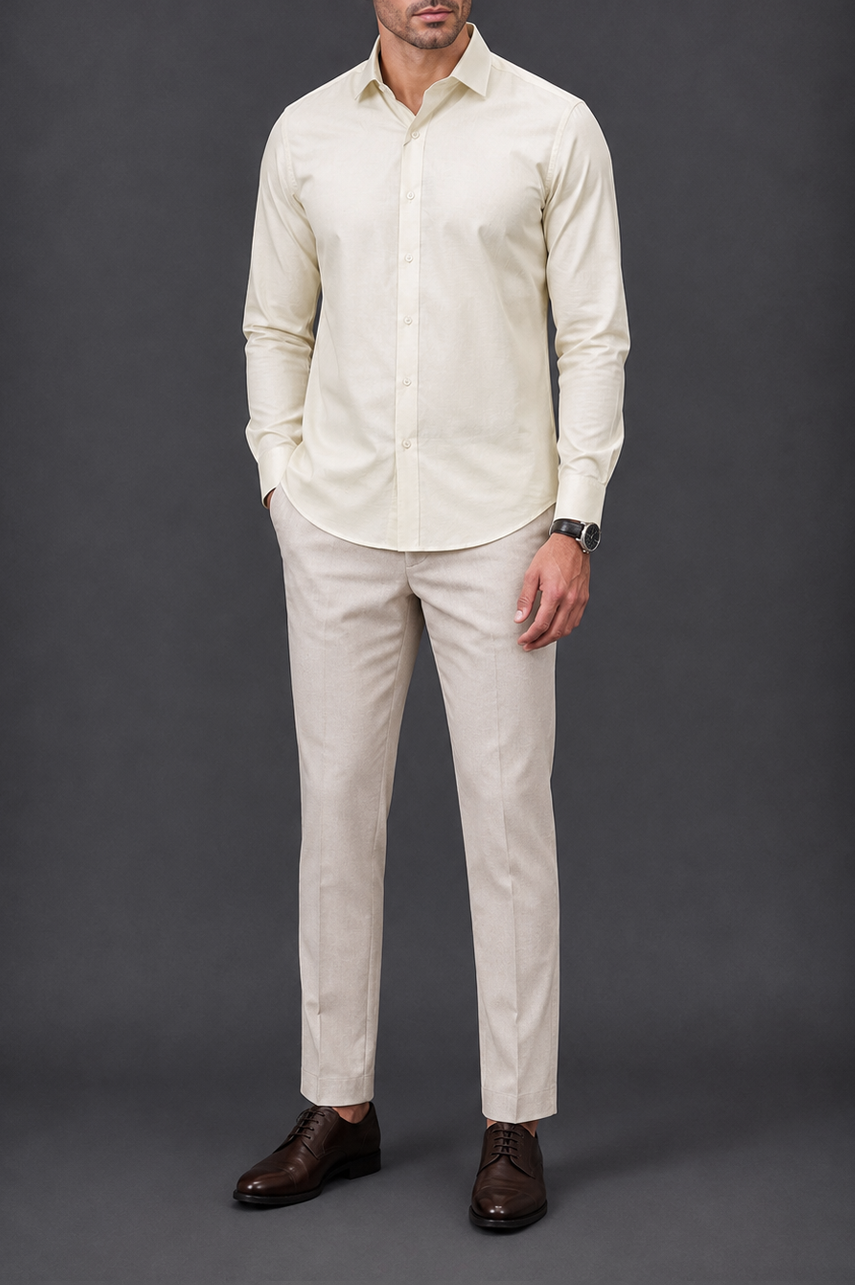 Ivory Drift Textured SemiFormal Shirt