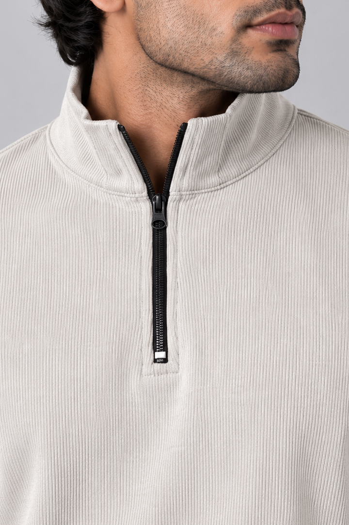 Light Gray Ribbed Mock Neck