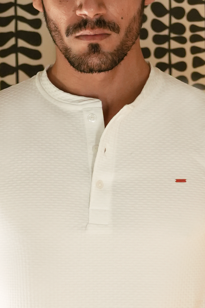 Textured Half Sleeves Henley