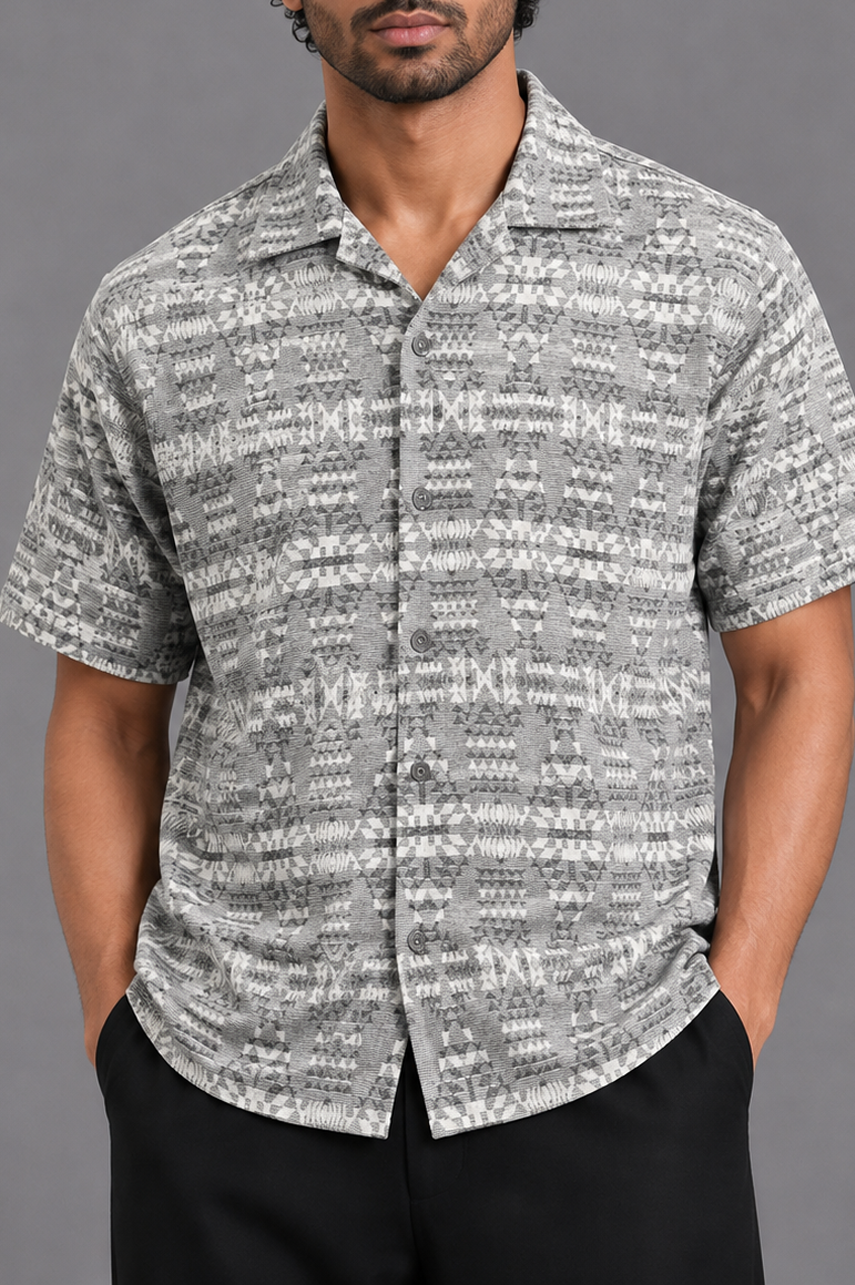 Grey Jacquard Resort Shirt