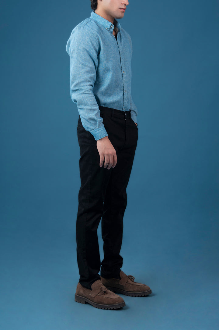 Sky Blue Melange Flannel Shirt
