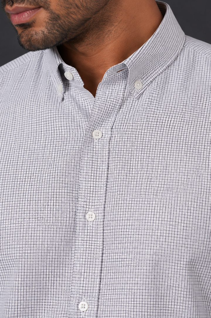 Micro Check Button-Down Shirt